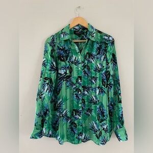 Banana Republic Green and Blue Floral Button Down Dillion Shirt